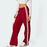 Striped Elastic Waist Wide Leg Track Pants